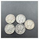 (5) Mercury Silver Dimes