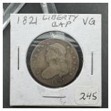 1821 Capped Bust Silver Half Dollar