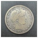 1897-S Barber Silver Half Dollar