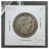 1912 Barber Silver Half Dollar