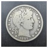 1897-O Barber Silver Half Dollar