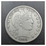 1915 Barber Silver Half Dollar
