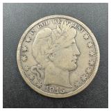 1915-S Barber Silver Half Dollar
