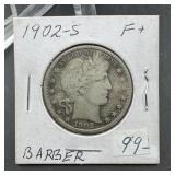 1902-S Barber Silver Half Dollar