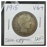 1915 Barber Silver Half Dollar