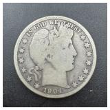 1904-S Barber Silver Half Dollar