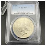1922 Peace Silver Dollar Pcgs Ms63