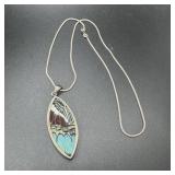 Sterling Silver Multi Colored Stone Pendant Neckla