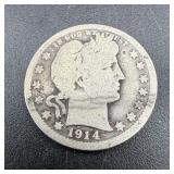 1914 Barber Silver Quarter