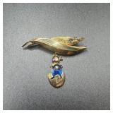 Sterling Silver Sapphire Egg Pin Brooch - 4.5 Gram