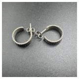DLC Sterling Silver Hoop Earrings - 4.7 Grams