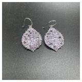 ATI Sterling Silver Purple Amethyst Earrings - 11.