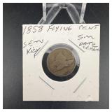 1858 Flying Eagle cent semi key date