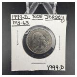 1999d New Jersey Washington quarter  hi grade semi