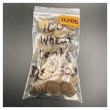 (100) Wheat Cent Pennies 1930s-1950s Mixed Dates