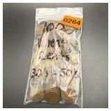 (100) Wheat Cent Pennies 1930s-1950s Mixed Dates