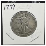 1939 Walking Liberty Silver Half Dollar