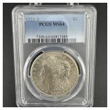 1921-s Morgan Silver Dollar Pcgs Ms64