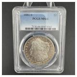 1881-s Morgan Silver Dollar Pcgs Ms66