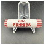 $.50 Penny Roll w/ 1898 Indian & Tail Wheat Cent t