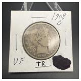 1908-o Barber Silver Half Dollar