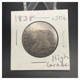 1838 Capped Bust Silver Half Dollar