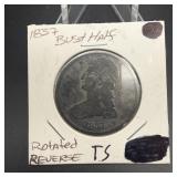 1837 Rotated Reverse Capped Bust Silver Half Dolla
