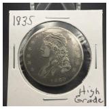 1835 Capped Bust Silver Half Dollar