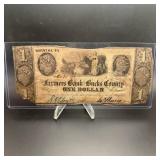 1841 Farmers Bank Bucks County $1 Obsolete Note