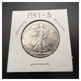 1947-d Walking Liberty Silver Half Dollar