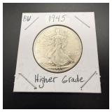 1945 Walking Liberty Silver Half Dollar