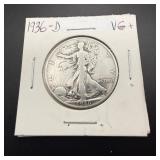 1936-d Walking Liberty Silver Half Dollar