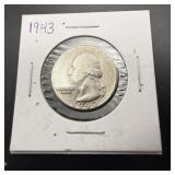 1943 Silver Washington Quarter