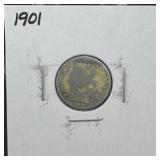 1901 Barber Silver Dime