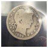 1899 Barber Silver Quarter