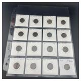 16 coin page Indian cents all different