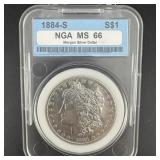 1884-s Nga Ms66 Morgan Silver Dollar