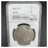 1883-s Ngc Au50 Morgan Silver Dollar