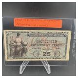 1948-51 military payment certificate 25 cents note