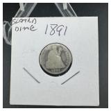 1891 Seated dime