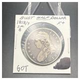 Rare 1818/17 Small 8 Capped Bust Silver Half Dolla
