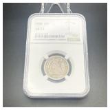1858 Seated Liberty Silver Quarter Ngc Au53