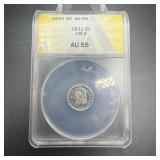 1831 Capped Bust Silver Half Dime Anacs Au55 Lm-2