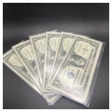 (5) 1957 Consecutive $1 Silver Certificates, Crisp