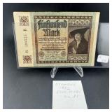 Germany 1922 5,000 Mark Banknote
