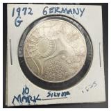 1972-g Germany 10 Mark Silver Coin