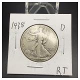 1938-d Walking Liberty Silver Half Dollar