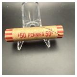 $.50 Roll Of Pennies W/ 1859 Indian Head & 1925-s