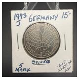 1973-j Germany 5 Mark Silver Coin