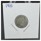 1911 Barber Silver Dime